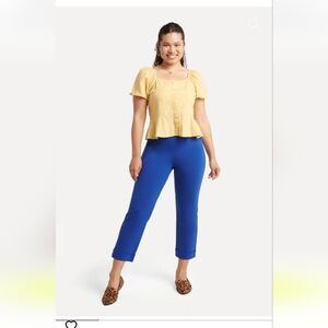 Betabrand crop cosmo light dress pant yoga pants 3x petite, blue